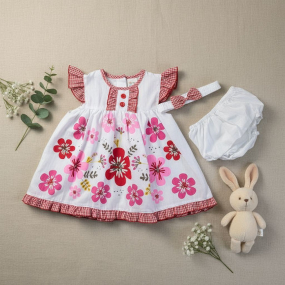 New Baby Girl Dress Set with matching headband underwear size 3 to 6 months - Picture 1 of 4